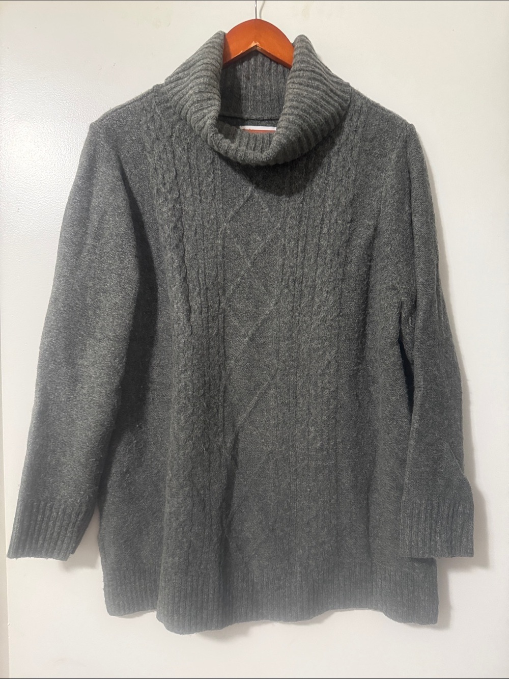 croft & barrow Gray Cable Turtleneck Sweater